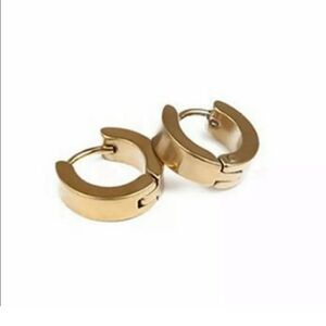 Stainless Steel Gold Hoop Huggies Earrings